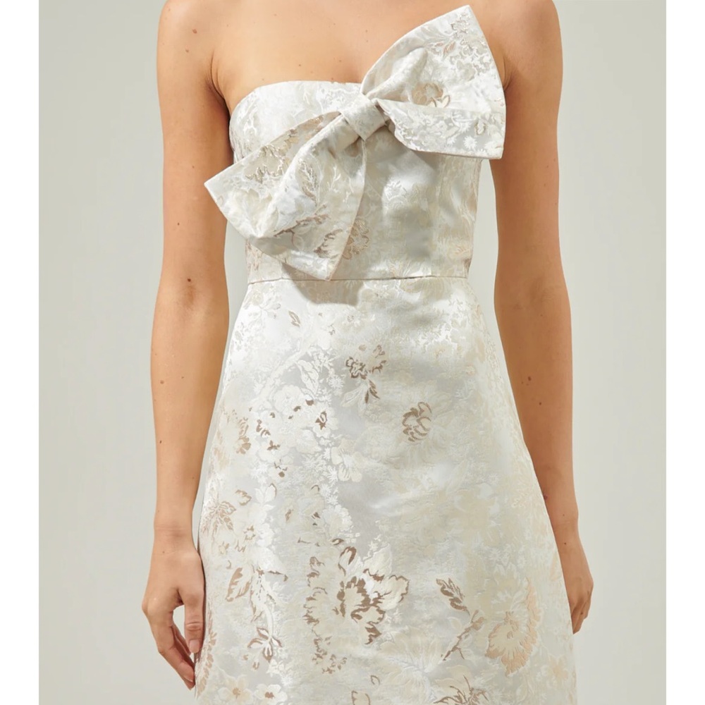 Sugarlips Lola Jacquard Bow Strapless Midi Dress